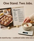 Big Digital Kitchen Scale for Baking and Meal Prep with Large Platform Grams and Ounces Backlit Display holding a bowl