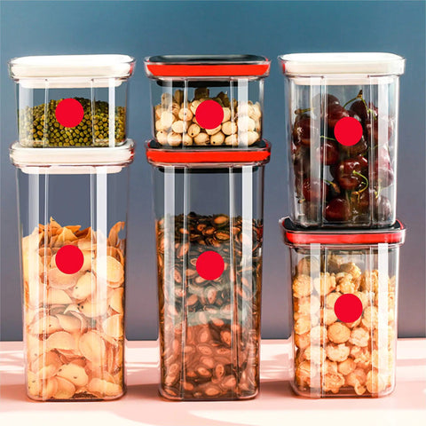 Clear food storage containers with 1 Inch Round Permanent Adhesive Color Code Dot Stickers 1000 Per Roll With Dispenser Box.