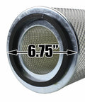 Side view of Heavy Duty Dust Collector Filter For Sandblast Cabinets Model 110 And 260 Replacement showing 6.75" diameter