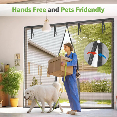 Heavy Duty 16x7 Ft Magnetic Garage Door Screen With Weighted Bottom For Two Car Garage, Fiberglass Mesh Keeps Pests Out