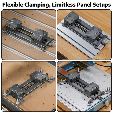 Fractal Vise With 100 Degree Adjustable Jaw For Irregular Shapes And Tall Pieces 120mm Clamping Range Dual Fixation Design Keeps Your Clamping Game Tight On CNC Router Machines, aluminum CNC vise on panel and metal plates