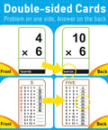 Multiplication Mastery Flash Cards 0-12 Set With 91 Cards And Rings showing double-sided cards with problems and answers.