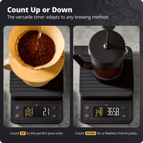 0.1g Precision Digital Coffee Scale With Timer For Pour Over And Espresso, 3Kg Capacity, French press and pour-over use