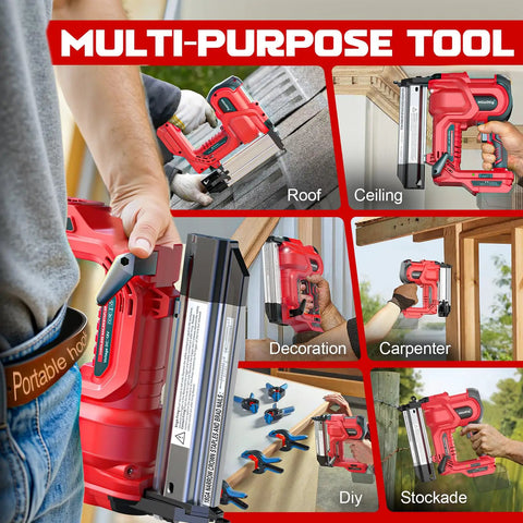 Solid Two In One Cordless Nailer And Stapler Kit 18 Gauge Brad Fasteners Compatible With Milwaukee Batteries Badass Power Driver For Smooth Carpentry And No Fuss Diy Workshop Projects Right Now