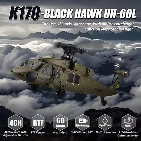 Dope Brushless RC Helicopter With 6 Axis Gyro And 4 Channel Control For Adults And Beginners WLtoys Style Military Design