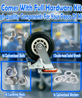 Five Inch Heavy Duty Casters Set Of Four Premium Swivel Rollers Built Tough As Nails featuring non marking rubber wheels and hardware kit.