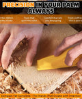 Hands using Premium Micro Sander Kit With 54 Pcs Detail Hand Sanding Block And 9 Grit Sandpapers 80 To 800 for woodwork