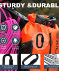 50 Pack 2 Inch Quick Links And M5 Locking Carabiners Set in use on an orange backpack, highlighting galvanized steel durability.