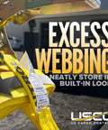 Heavy Duty 2 Inch X 18 Foot Flat Hook Ratchet Straps 2 Pack With 10000 Lbs Break Strength, showing excess webbing storage loop.