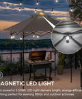 8 By 5 Foot Pop Up Grill Gazebo With Double Tier Standing Height Canopy Magnetic LED Light Adjustable Ceiling Height