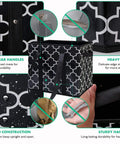 Reusable Grocery Bags 3 Pack Foldable Washable Large Storage Bins Basket Water Resistant Shopping Tote Bag Black shown for features