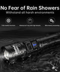 Rechargeable LED Flashlights 2 Pack With 5 Modes And Zoomable Beam LCD Battery Level Display in water, highlighting waterproof feature