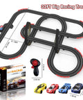 Dope 32Ft Electric Powered Slot Car Race Track Set with four high speed cars and dual hand controllers, easy lock track system