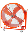 Smooth Rolling Industrial Drum Fan Cranking Out Serious Airflow To Crush Heat And Clear Smoke Quick with 42-inch frame and casters.