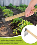 Japanese Hand Tiller And Garden Rake Tool With 15.4 Inch Stainless Steel Cultivator And Hoe for Digging in garden with wooden handle