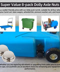 8 Pack Spring Steel Push On Pushnut Caps With Mechanical Zinc Plating for hand trucks, rolling bins, lawn wagons