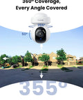 360° view of 4K Outdoor PTZ Security Camera With WiFi 6, Motion Tracking And Smart Detection, 3X Optical Zoom showing coverage