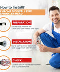 How to Install Pro Grade Chrome Sidewall Fire Sprinkler Head Kit for Half Inch NPT Connection with steps