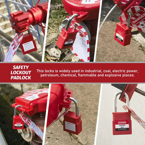 Five Pack Heavy Duty Lockout Tagout Safety Padlocks Built Tough With Keyed Different Cores OSHA Compliant Nylon Shell And Secure Steel Shackle For No Fuss Job Site Security