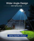 Ultra Bright Outdoor Solar Street Light With Dusk To Dawn Sensor illuminating driveway and yard at night