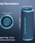Beast 60W Portable Outdoor Bluetooth Speaker With True Wireless Stereo, shown in blue, 218mm tall, 83mm diameter.