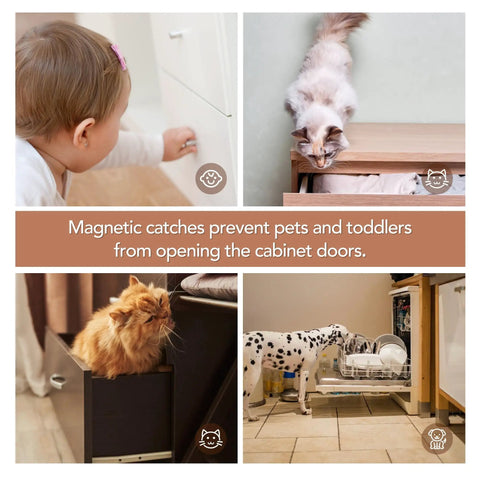 Heavy Duty 4 Pack Cabinet Magnets With 60 Lbs Concealed Magnetic Door Catch Strong Stainless Steel Latch. Prevents pets and toddlers from opening cabinets.