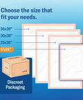Premium Heavy Duty Disposable Underpads Sized At 17 X 24 Inches with packaging and various sizes displayed.
