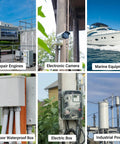 Waterproof IP68 All In One Cable Gland Kit used in various settings: repair engines, electronic camera, marine equipment, electric box, industrial power.