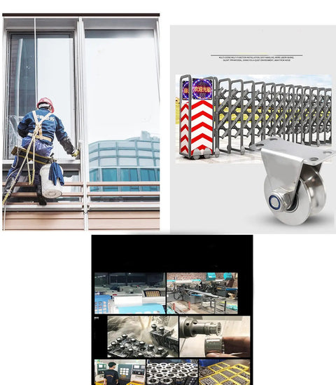 Stainless Steel 2 Inch Sliding Gate V Groove Roller Bearings Pulley Wheels With Bracket For Track Rail System, multiple views