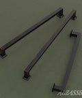Oil Rubbed Bronze Cabinet Pulls 5 Inch 128mm Hole Centers Square Cabinet Handles Set Of 10 on display surface