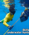 Diver using 6Ft Fiberglass Travel Pole Spear Set With 3 Prong Paralyzer Hand Spear Harpoon for spearfishing