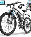 Adult Electric Bike 26 Inch Commuter With 7 Speed Gears And A Smooth 25 MPH Cruise featuring a digital display and sturdy tires.
