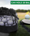 2 Pack Go-To Golf Ball Storage Bags With Nylon Mesh Pouches Drawstring Golf Bag on grass with balls inside, holds 20 balls