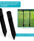 Ground Spike Garden Stakes For Outdoor Lights Set Of 2 Steel Torch Stakes Fits Poles Up To 1.25 Inches Durable Outdoor Lighting Accessory