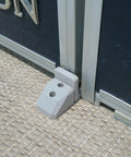 Close-up of Two-Pack Pontoon Gate Stop and Keeper Kit With Heavy-Duty Marine-Grade 304 Stainless Hardware for square frames, grey.