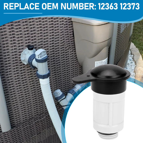 Air Jet Valve And Cap Kit For Above Ground Pool Inlets Universal Fit For Intex Models And Other Common 261xx And 263xx Series Hassle Free Replacement For 26165EH 26167EH 26175EH 26183MW 26191EH 26301T And More attached to pool outlet