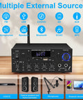 Powerhouse 2 Channel 500W Bluetooth 5.0 Home Audio Amplifier With FM Radio Echo AUX USB SD Mic Inputs front view