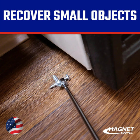 Telescoping Magnetic Pick Up Tool With Strong Retrieval Magnet And Scribe Tip used for retrieving screws under furniture.