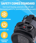 Portable 120V Garage Heater With Cool Touch Exterior Automatic Shut Off ETL Certified Safety Heats Up To 160 Square Feet