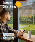 Person using smartphone to control WiFi Water Timer For Garden Hose With App And Voice Control, Weather Based Irrigation System.
