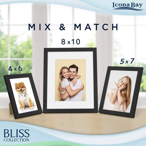 Sleek Black 5x7 Picture Frame For Desk Or Wall Mount Modern Engineered Wood Frame From The Bliss Collection Crazy Good Value