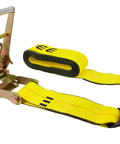 4x30 Heavy Duty Ratchet Tie Down Straps With Flat Hooks 6670 Lbs WLL Built Tough For Flatbed Truck Trailers 2 Pack Bright Yellow