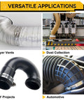 4-pack 4-inch 304 stainless steel hose clamps for dryer vents, dust collection, automotive, and DIY projects