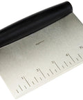 Top Notch Pro Grade Stainless Steel Bench Scraper Dough Cutter With One Quarter Inch Measurement Marks 6 Inch Blade Non Slip Contoured Grip