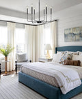 Black Farmhouse Chandelier With 6 Lights, 26.1 Inch Wide Adjustable Height Rustic Hanging Light Fixture For Dining Room