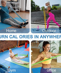 Image showing diverse individuals using Color Coded Resistance Bands For Intense Workouts Physical Therapy Gym Strength Training Muscle Recovery Built For Pilates Yoga Beginners With Five Progressive Tension Levels To Crush Every Legit Fitness Goal in various settings.