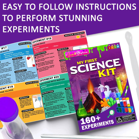 Science Kit For Kids Aged 5 To 12, Hands On STEM Toys And Chemistry Set With Cool Volcano Projects box and instruction sheets