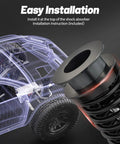 Hella Sturdy Two Inch Front Leveling Lift Kit For Ford F250 And F350 Super Duty 4WD showcasing shock extender installation guide.