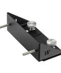 Heavy Duty Featherboard Mount For Table Saw Safety And Killer Grip On Workpieces With Dead Nuts Positioning And Quick Setup, black steel bracket with knobs.
