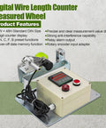 Hella Accurate Digital Wire Cable Length Meter With Easy Roll Counter Wheel For Fishing Line Braided Cords And Power Wires showing 6-digit display and measurement wheel.